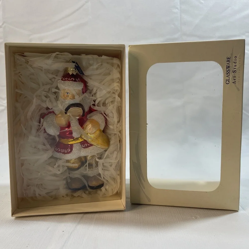 Blown Glass Santa Christmas Ornament 6.5